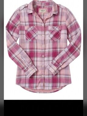Express Viscose Boyfriend Lined Pink Shades Plaid Button-Up Shirt!!!